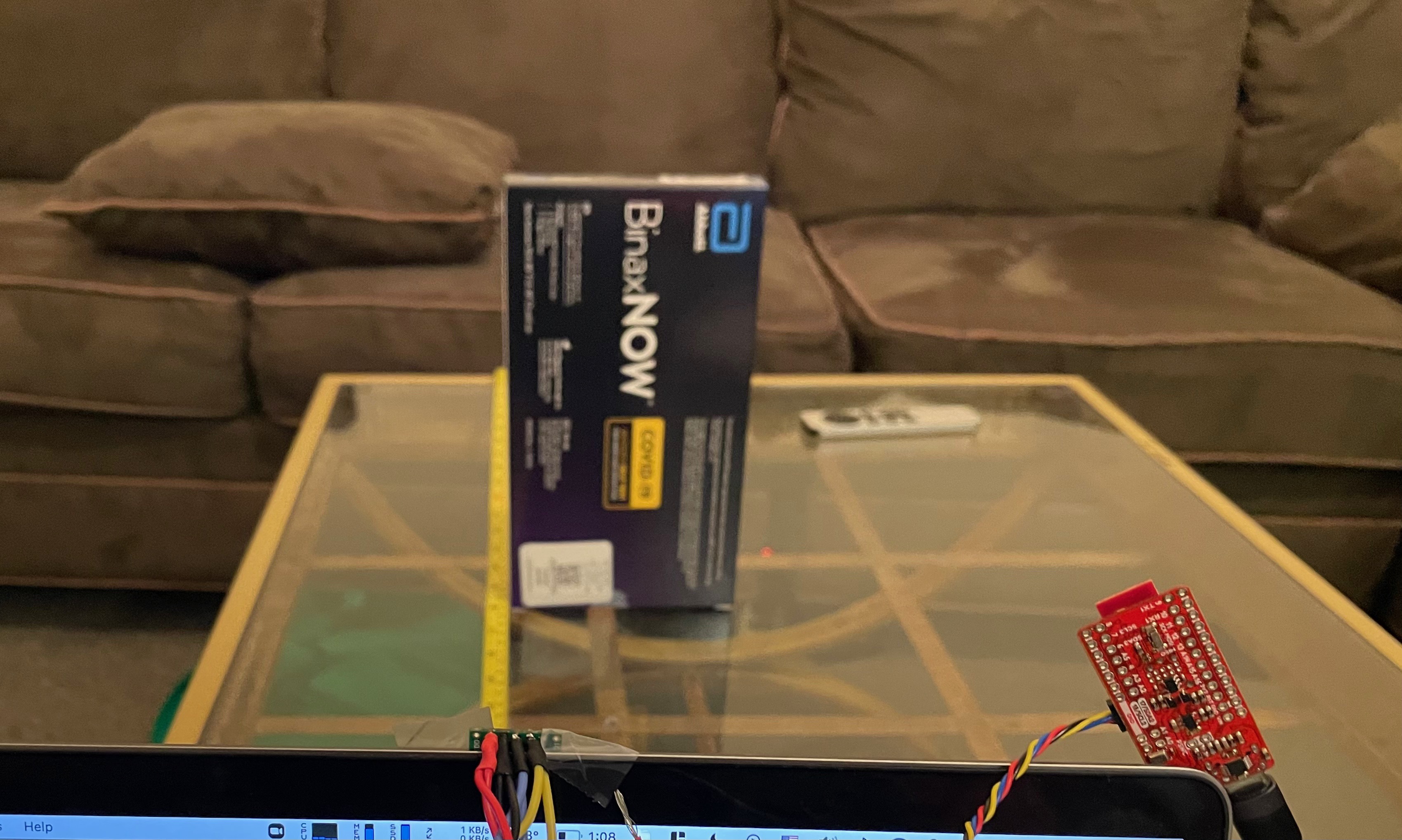 single time of flight sensor taped to the back of laptop